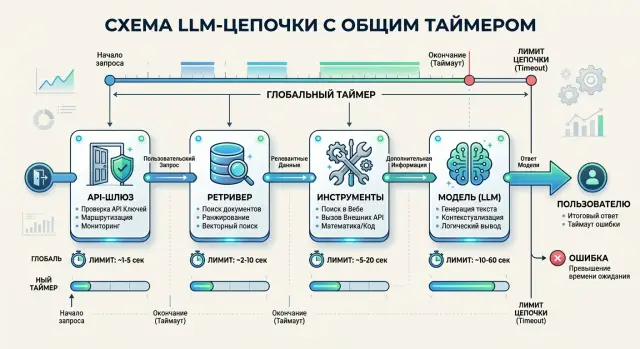 Таймауты в LLM-цепочке: как разделить лимит времени