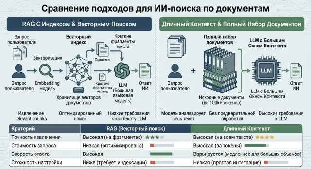 RAG или длинный контекст: как выбрать схему для поиска